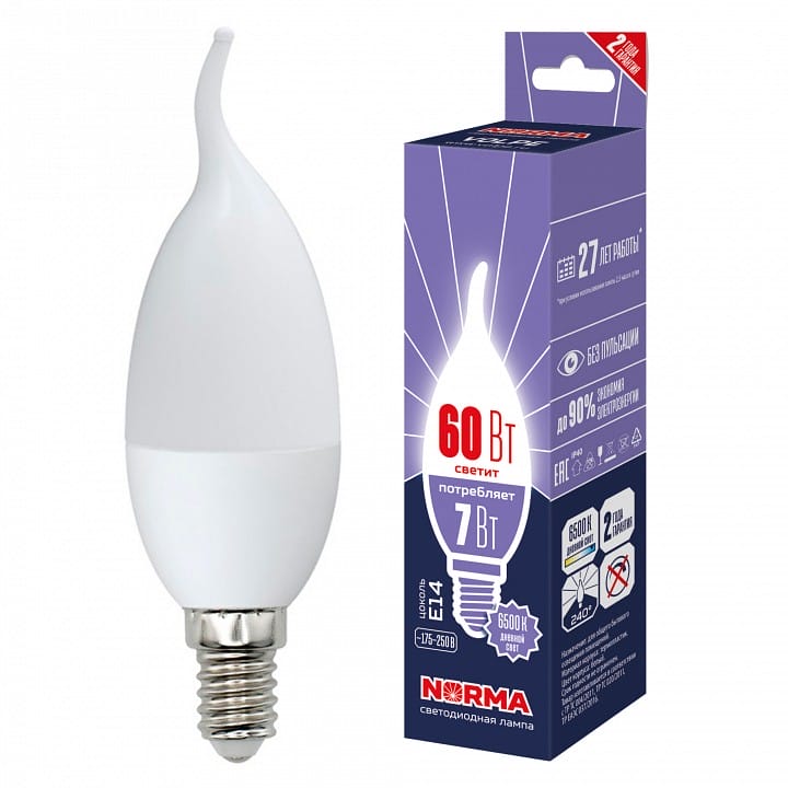 Лампа светодиодная Volpe LED-CW37 E14 7Вт 6500K UL-00010989