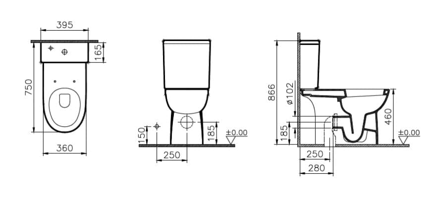 Унитаз-компакт Vitra Conforma 9832B003-7204 для людей с ограниченными возможностями