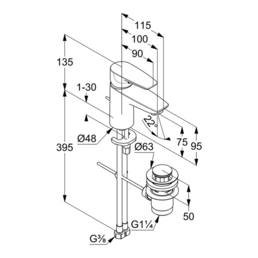 Смеситель для раковины Kludi PURE&SOLID 343820575 хром