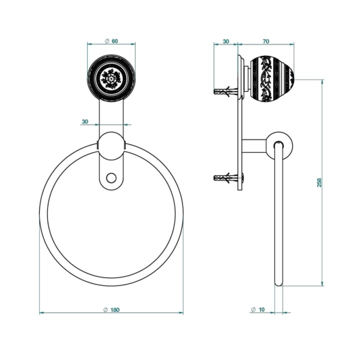 Полотенцедержатель THG Marquise blanc dcor Platine A7G.A02.504N