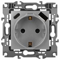 Розетка с заземлением и со шторкой и 2хUSB, без рамки Эра Эра 12 12-4108-03
