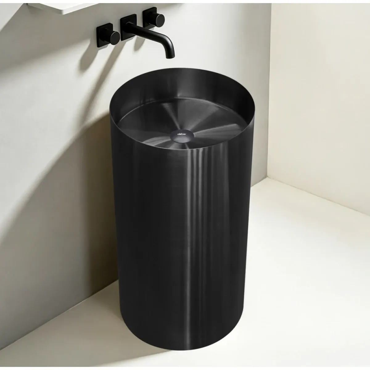 Раковина Abber Wasser Kreis AF2414MB 40x40 см, напольная, черный матовый