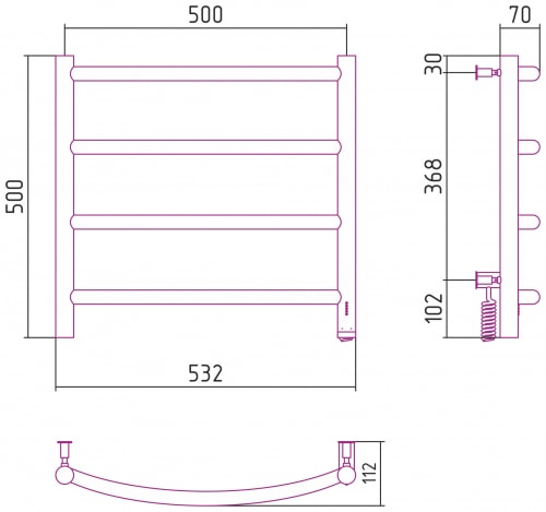 Электрический полотенцесушитель Сунержа Галант 4.0 500х500 00-0831-5050