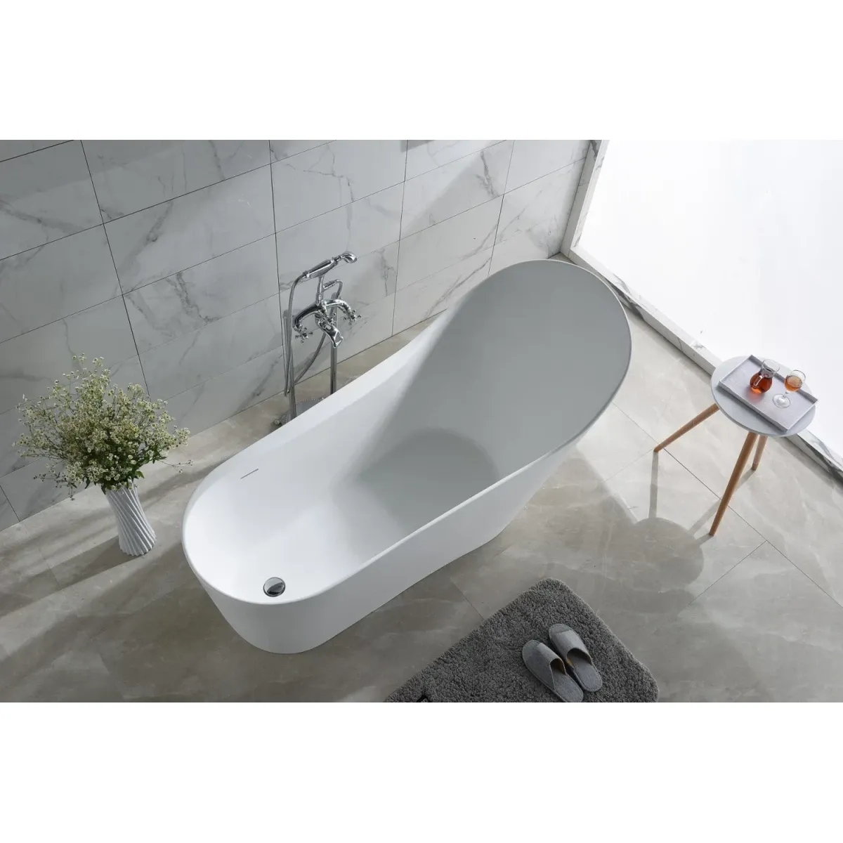Ванна из литьевого мрамора Timo Kristi Solid Surface KIRSTI1785R 178,5x76 см R, отдельностоящая, белый матовый