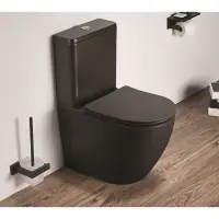 Унитаз-компакт CeramaLux 2166MB безободковый, с сиденьем микролифт, черный матовый