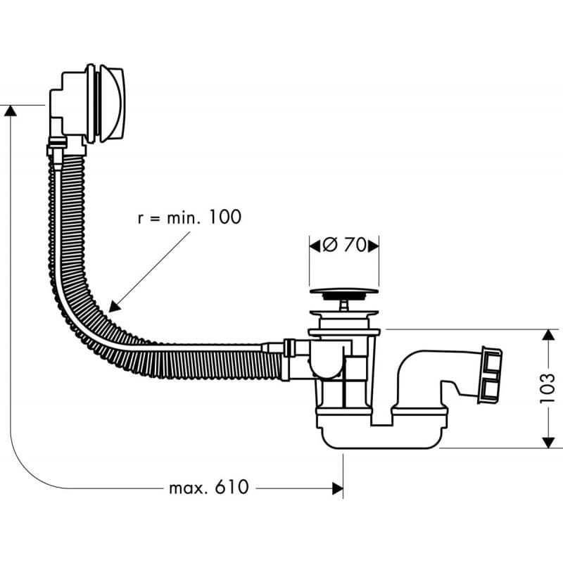 Слив-перелив Flexaplus 11/2x11/2 hansgrohe 58142000