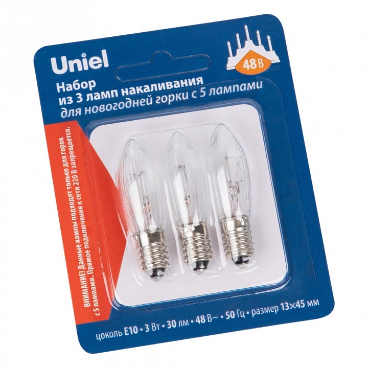 Набор из 3 ламп накаливания Uniel IL-CT13 E10 3Вт K UL-00010986