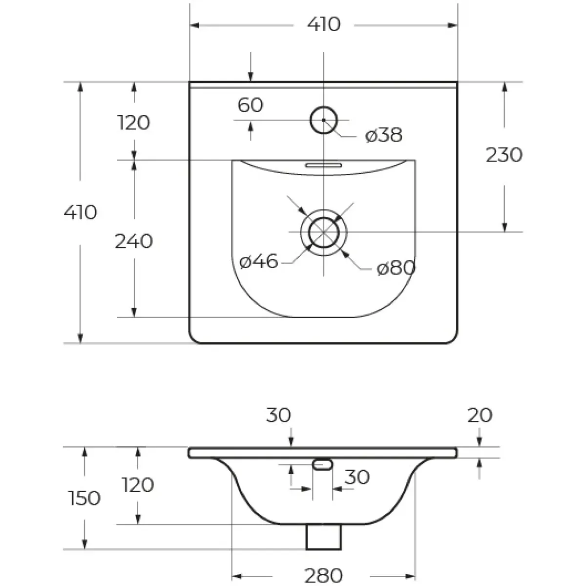 Раковина BelBagno BB-8099-3-40 41x40 см, накладная, белый