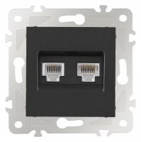 Розетка двойная RJ-11 и Ethernet RJ-45 без рамки Arte Milano am-203 203.44-1.black