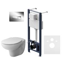 Комплект инсталляция с унитазом безободковым AM.PM Sense IS48051.741700 с сиденьем микролифт и клавишей