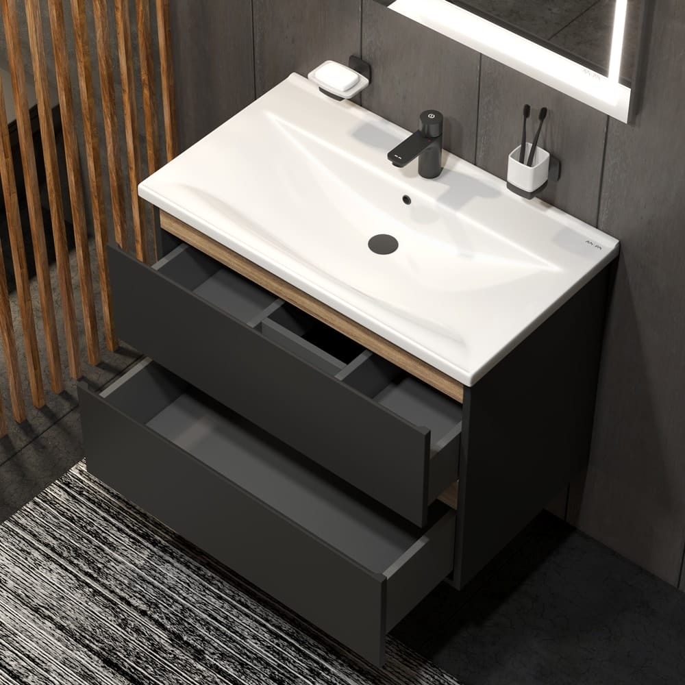 Комплект мебели для ванной комнаты AM.PM X-Joy 80 BK85GQ черный матовый