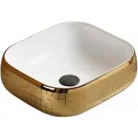 Раковина-чаша CeramaLux C1068 45x40 см, накладная, белый/золото