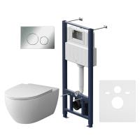 Комплект унитаза с инсталляцией AM.PM Awe IS49051.111700 с сиденьем микролифт клавиша хром глянцевый