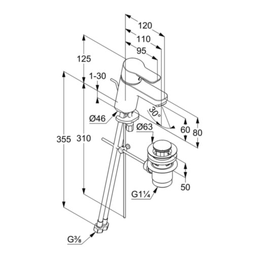 Смеситель для раковины Kludi PURE&EASY 373850565 хром