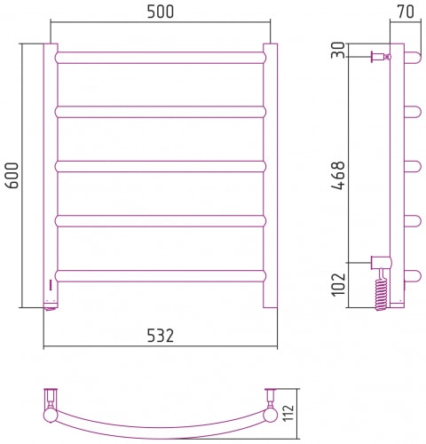 Электрический полотенцесушитель Сунержа Галант 4.0 600х500 31-0830-6050 матовый черный