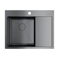 Кухонная мойка Omoikiri Akisame 65-GM-L нержавеющая сталь/вороненая сталь 4973097