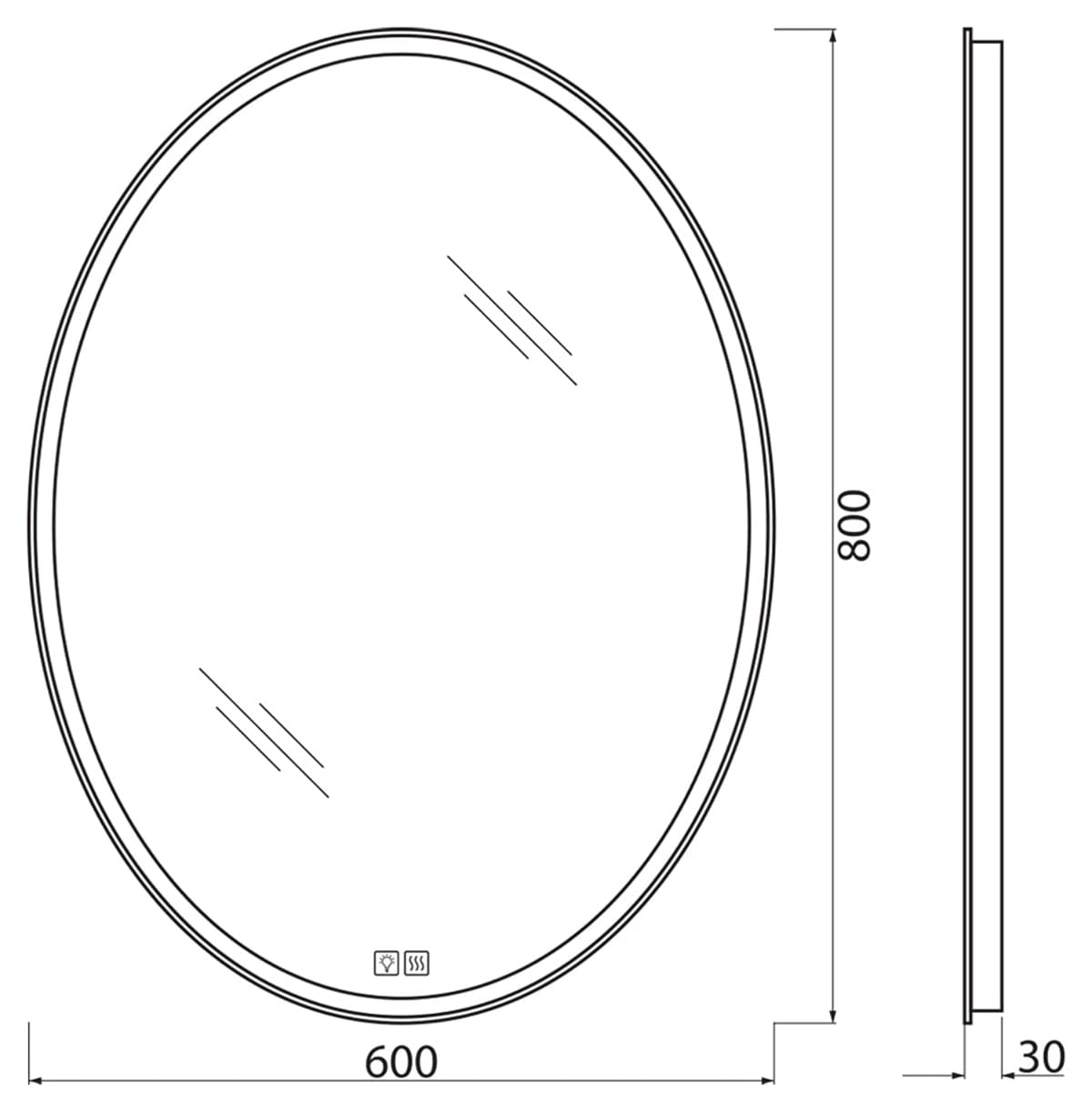 Зеркало BelBagno SPC-VST-600-800-LED-TCH-WARM