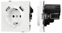 Розетка с заземлением и 2хUSB type A, без рамки Arlight SCT-TENDO 054606