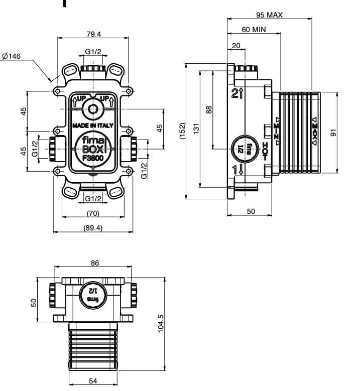 Внутренняя часть смесителя для ванны и душа FIMA Carlo Frattini FimaBox F3800