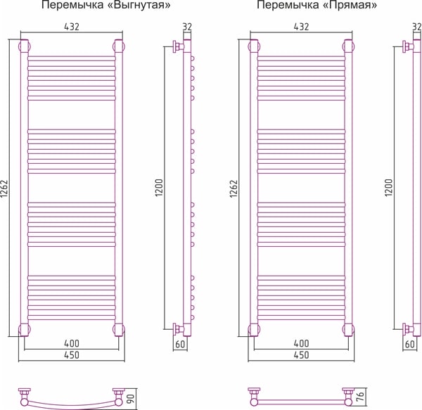 Полотенцесушитель водяной Сунержа Богема+ 120x40 00-0220-1240