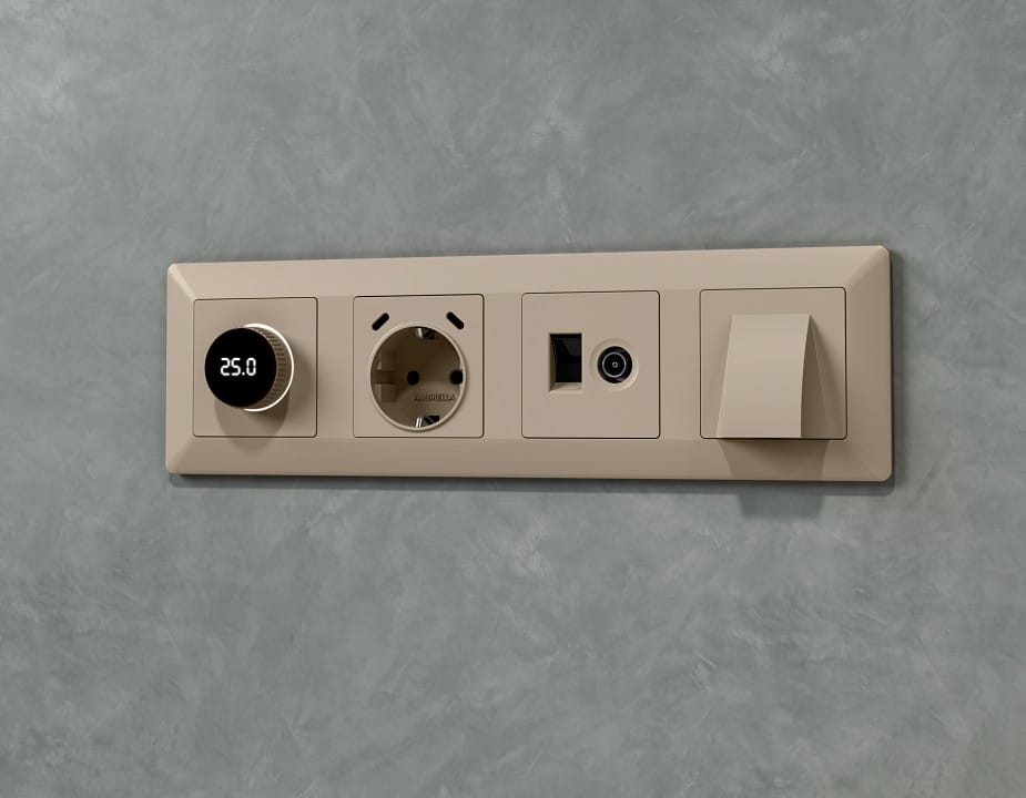 Накладка для розетки с заземлением и со шторками и 2хUSB type С Ambrella Volt ALFA AP3705