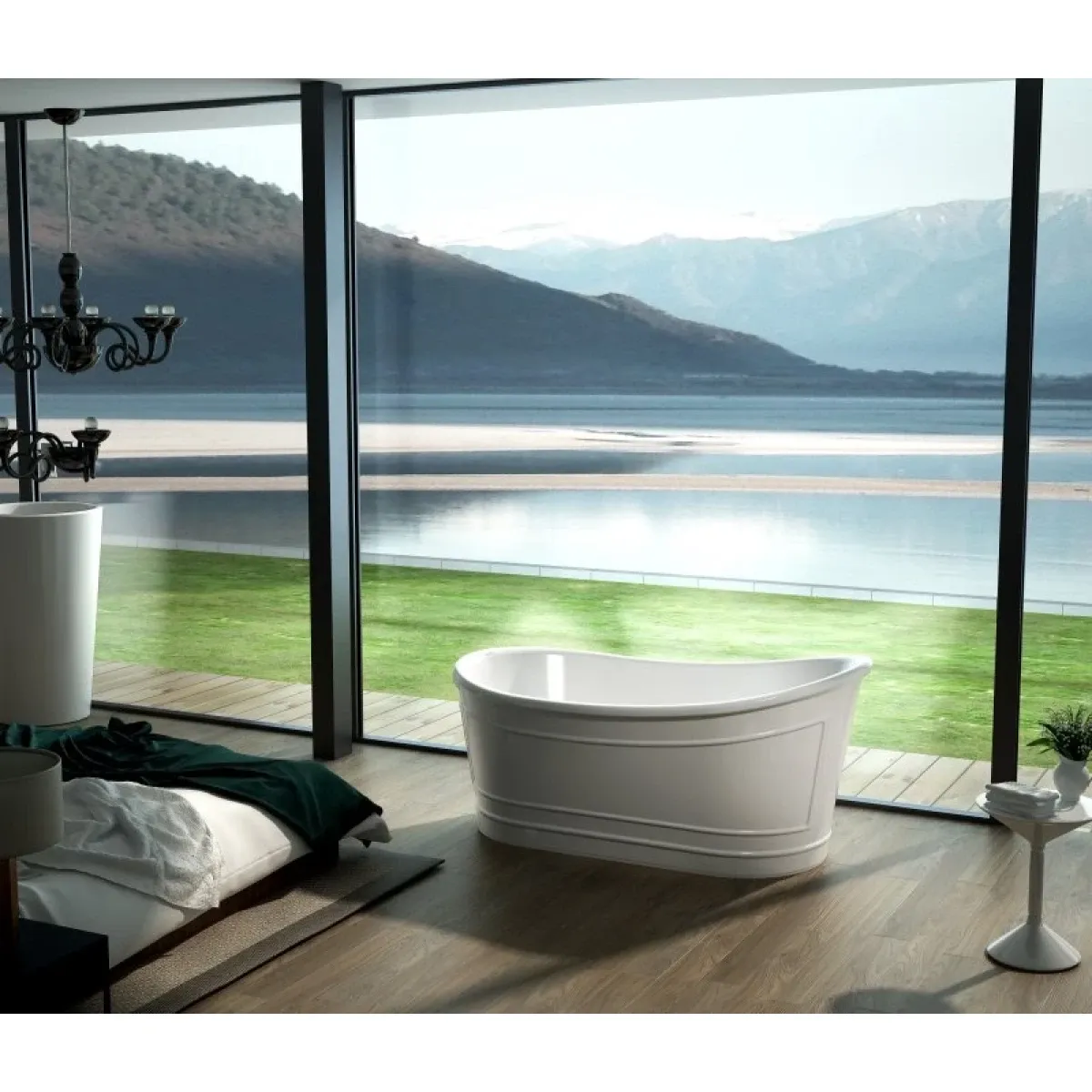 Акриловая ванна BelBagno BB32-MATT 167,6x90 см, отдельностоящая, белый матовый