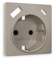 Накладка для розетки с заземлением и со шторками и 2хUSB type A и C Ambrella Volt ALFA AP3700