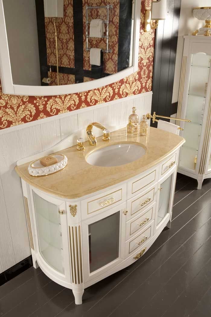 Тумба с раковиной Bagno Piu Poesia 130 белый матовый/золото