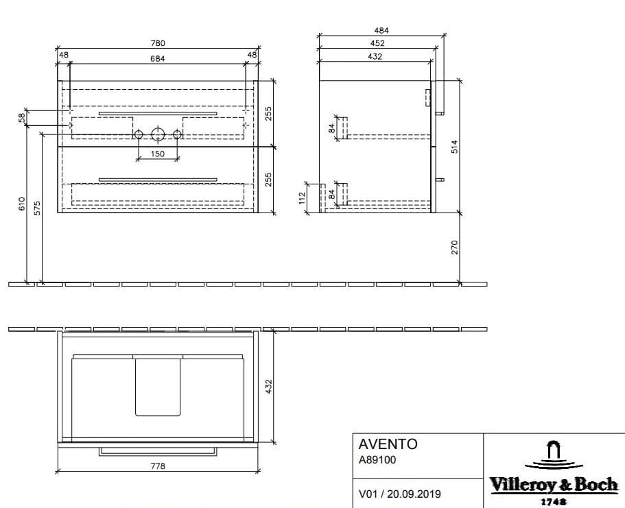 Тумба под раковину Villeroy&Boch Avento A89100B4 белая