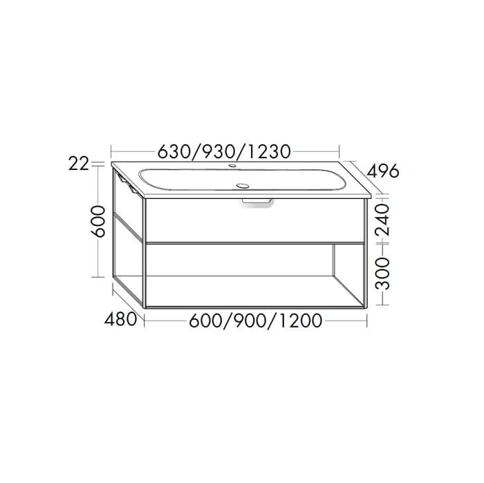 Тумба с раковиной Burgbad Vry 93 SGUJ093F6019GO253C001*1 белая матовая