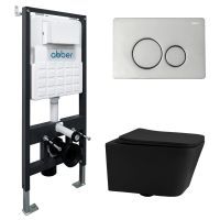 Комплект унитаза с инсталляцией Abber Rechteck AC1201MB-AC0105-AC0121 с клавишей смыва хром
