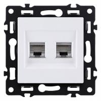 Розетка двойная Ethernet RJ-45 и со шторками, без рамки Kollinger Asthetik AS-018WH