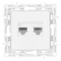 Розетка двойная RJ-11 и Ethernet RJ-45, без рамки Arte Milano am-217 217.44-1.white