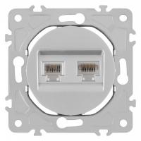 Розетка двойная RJ-11 и Ethernet RJ-45 без рамки Arte Milano am-202 202.44-1.silver