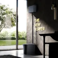 Унитаз напольный Kerasan The New Yorker 561831F с высоким бачком, черный матовый, фурнитура черный матовый