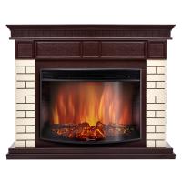 Каминокомплект: Очаг Electrolux EFP/P-2720RLS, портал Bricks 25 камень бежевый, шпон темный дуб