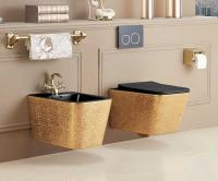 Унитаз подвесной Vincea Q-Line VT1-12G1B безободковый золото/черный ультратонкое soft-close сиденье