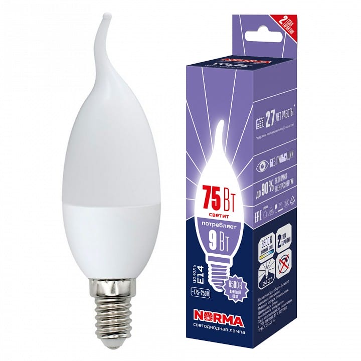 Лампа светодиодная Volpe LED-CW37 E14 9Вт 6500K UL-00010990