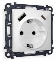 Розетка с заземлением и 2хUSB type A и C, без рамки Ambrella Volt ALFA MA130010