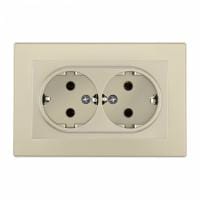 Розетка двойная с заземлением и со шторкой Arte Milano SET06-2 SET06-double-40-2 shampan
