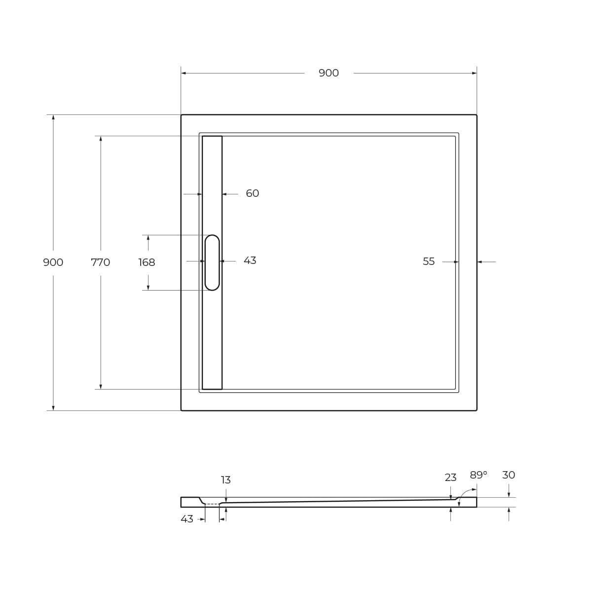 Душевой поддон Cezares 90 TRAY-AS-A-90-30-W белый