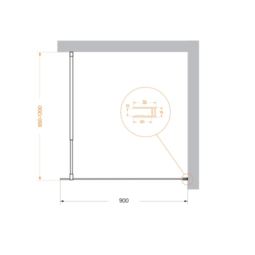 Душевая перегородка BelBagno Kraft KRAFT-L-1-90-C-NERO черный