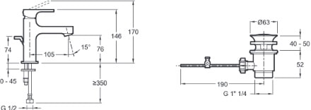 Смеситель Jacob Delafon Strayt Mini E8776-CP