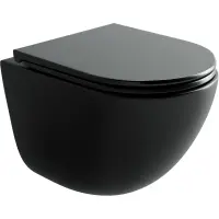 Унитаз подвесной Ceramica Nova Vogue CN4008TMB безободковый, торнадо, с сиденьем микролифт, черный матовый