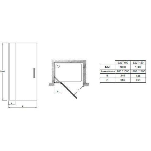 Душевая дверь в нишу Jacob Delafon CONTRA E22T100-GA