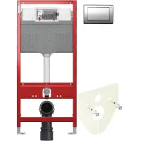 Инсталляция для унитаза Tece TECEplanus 9300302 + 9200010 + 9380014 + 9240311 с кнопкой смыва, хром