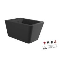 Подвесное биде Alice Hide Square 31220108SET с набором креплений чёрное матовое