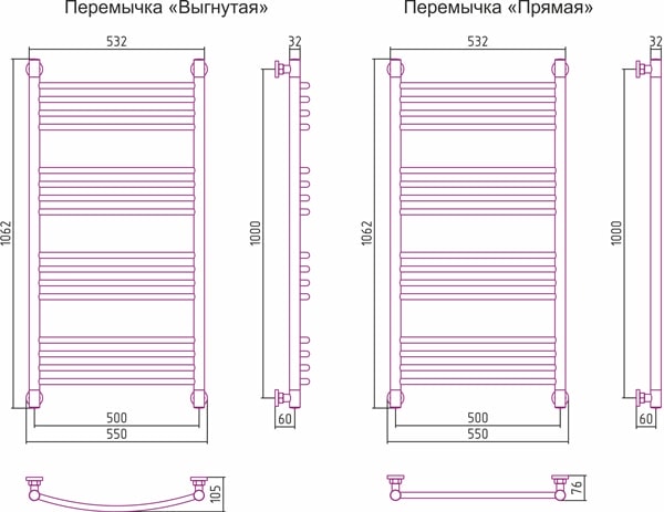 Полотенцесушитель водяной Сунержа Богема+ 100x50 00-0221-1050