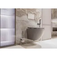 Унитаз подвесной Veconi Moro VMO-48TGr безободковый, торнадо, с сиденьем микролифт, серый матовый