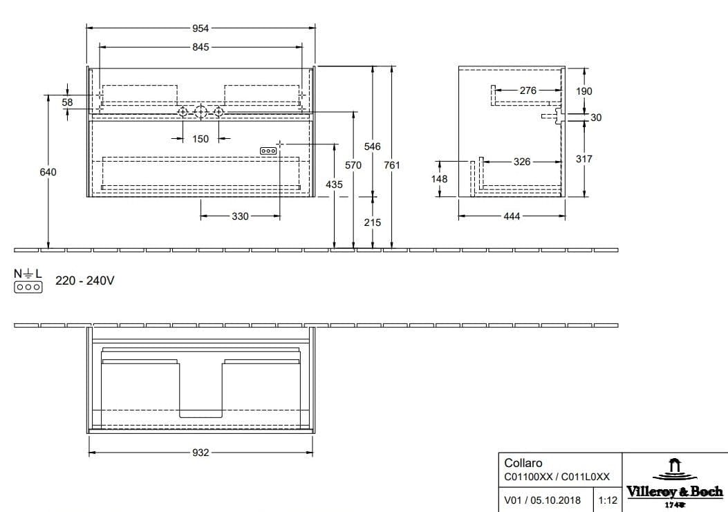 Тумба под раковину Villeroy&Boch COLLARO C011L0VJ nordic oak